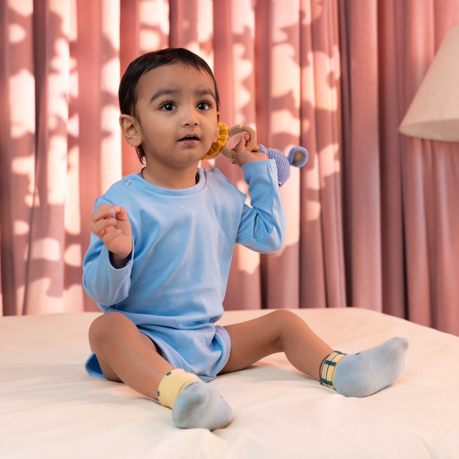 Premium cotton full sleeve Onesie / Bodysuit for boys / girls - Blue solids