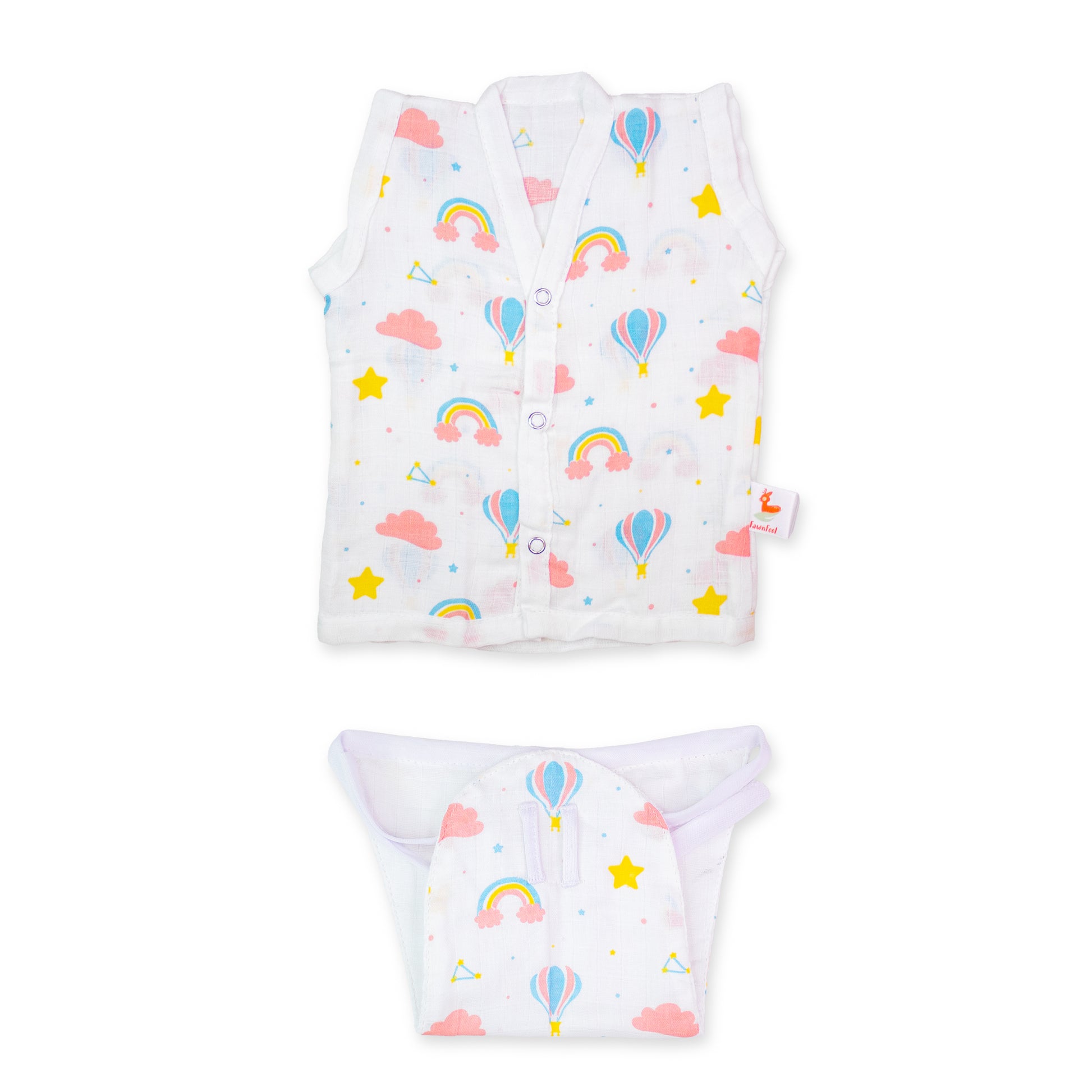 Set of Rainbow Print Jhabla & Nappy