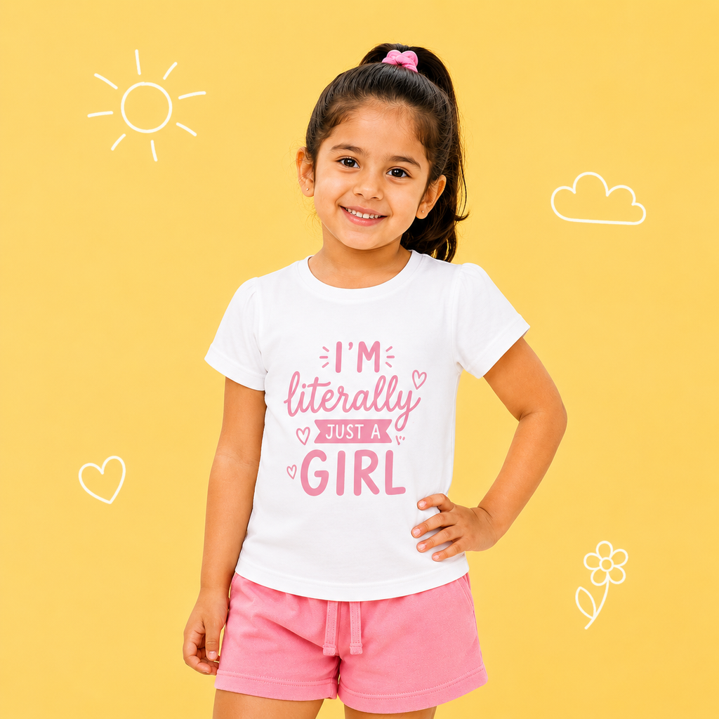 I Am Literally Just a Girl Printed T-Shirt for Girls -100% Cotton