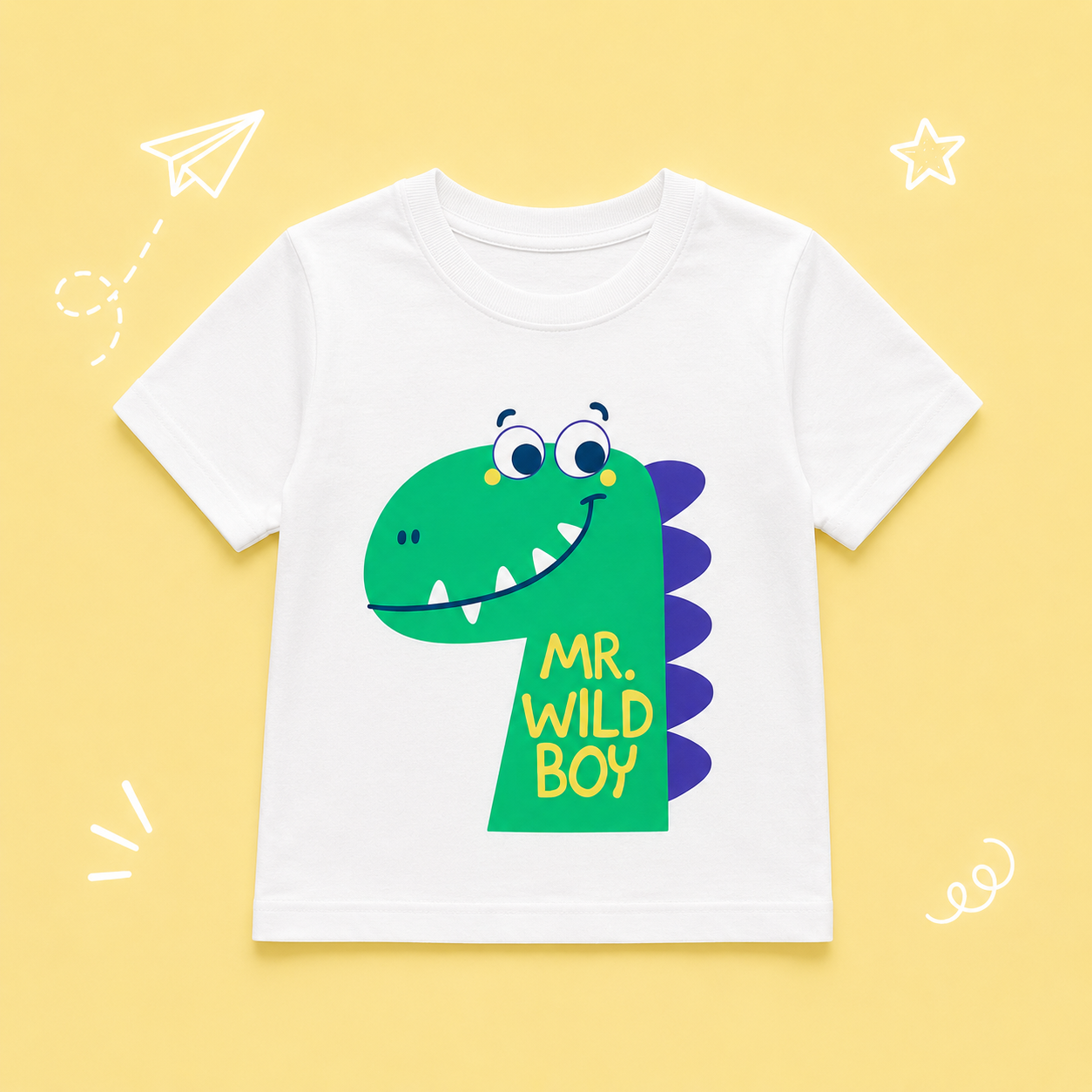 Curious Dinosaur Kids T-Shirt - 100% Cotton