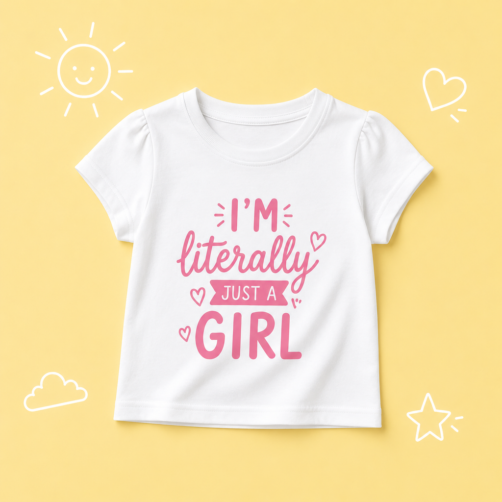 I Am Literally Just a Girl Printed T-Shirt for Girls -100% Cotton