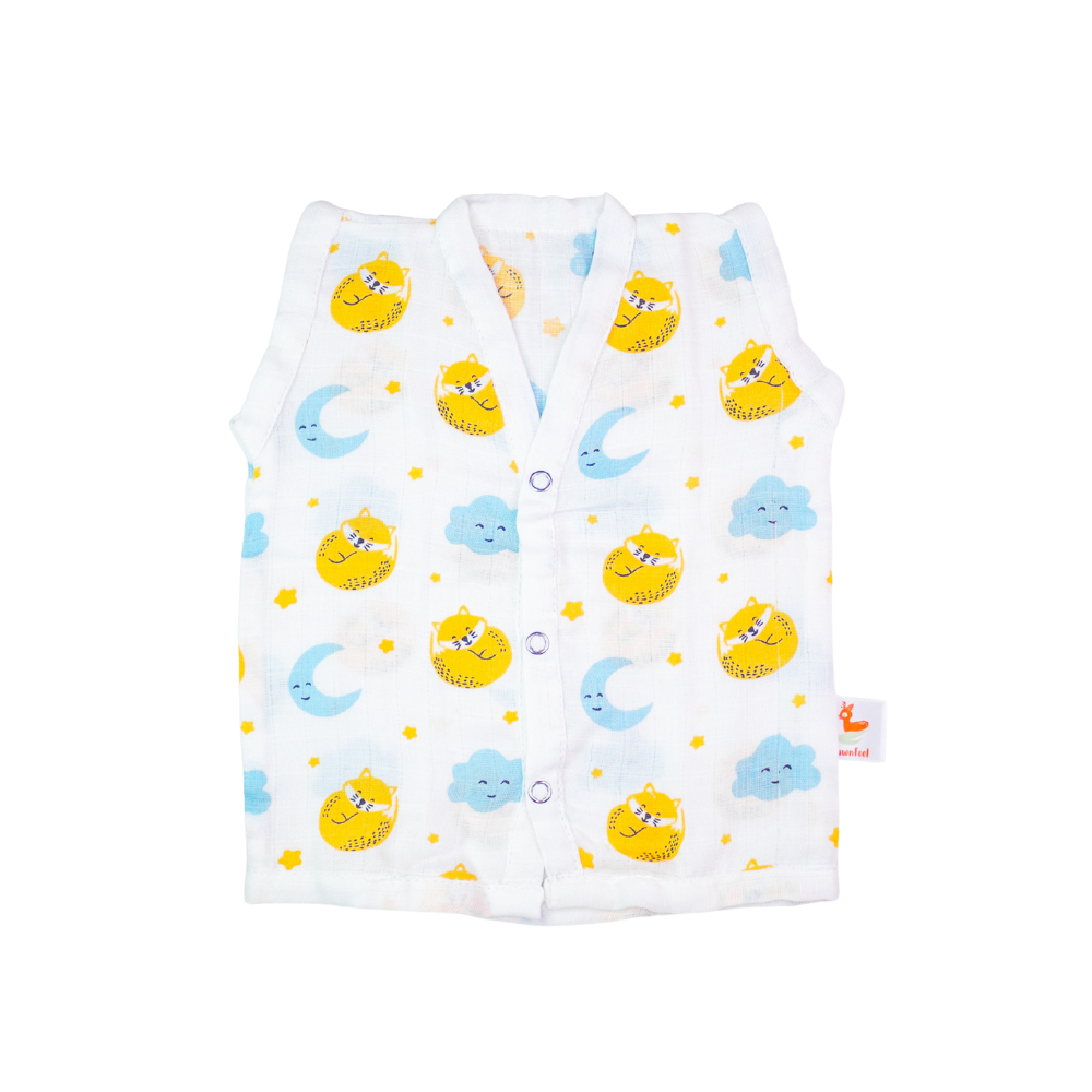 Cat And Moon, Rainbow, Balloon and Fawn print Bamboo Jhablas (Pack of 4)