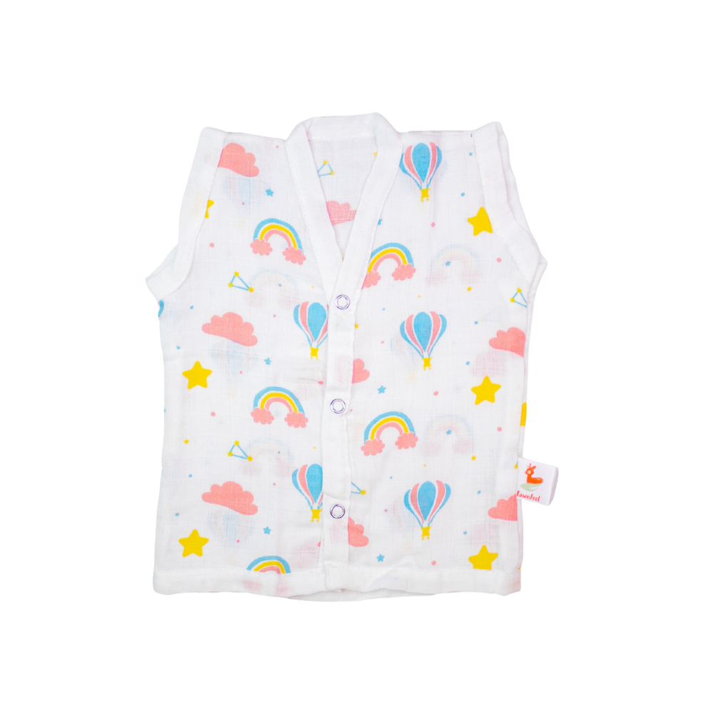 Cat And Moon, Rainbow, Balloon and Fawn print Bamboo Jhablas (Pack of 4)
