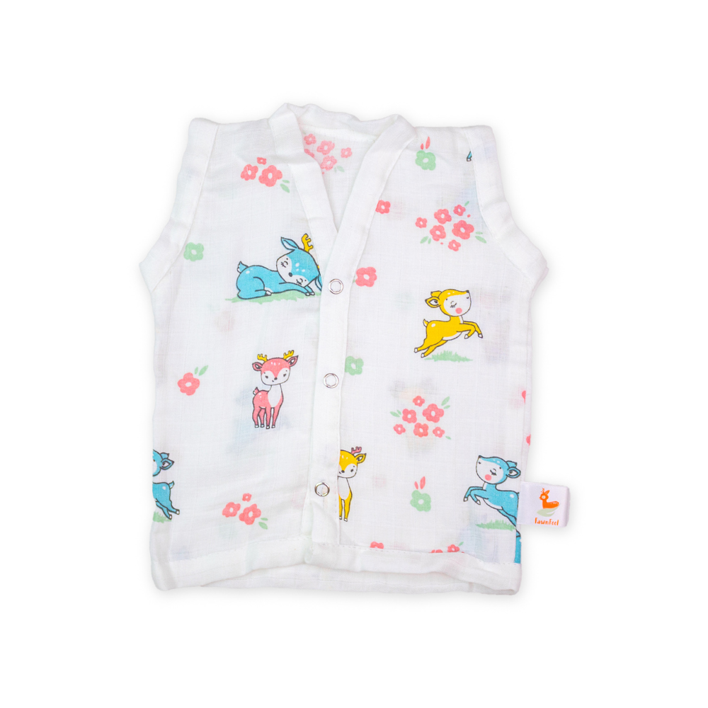 Cat And Moon, Rainbow, Balloon and Fawn print Bamboo Jhablas (Pack of 4)