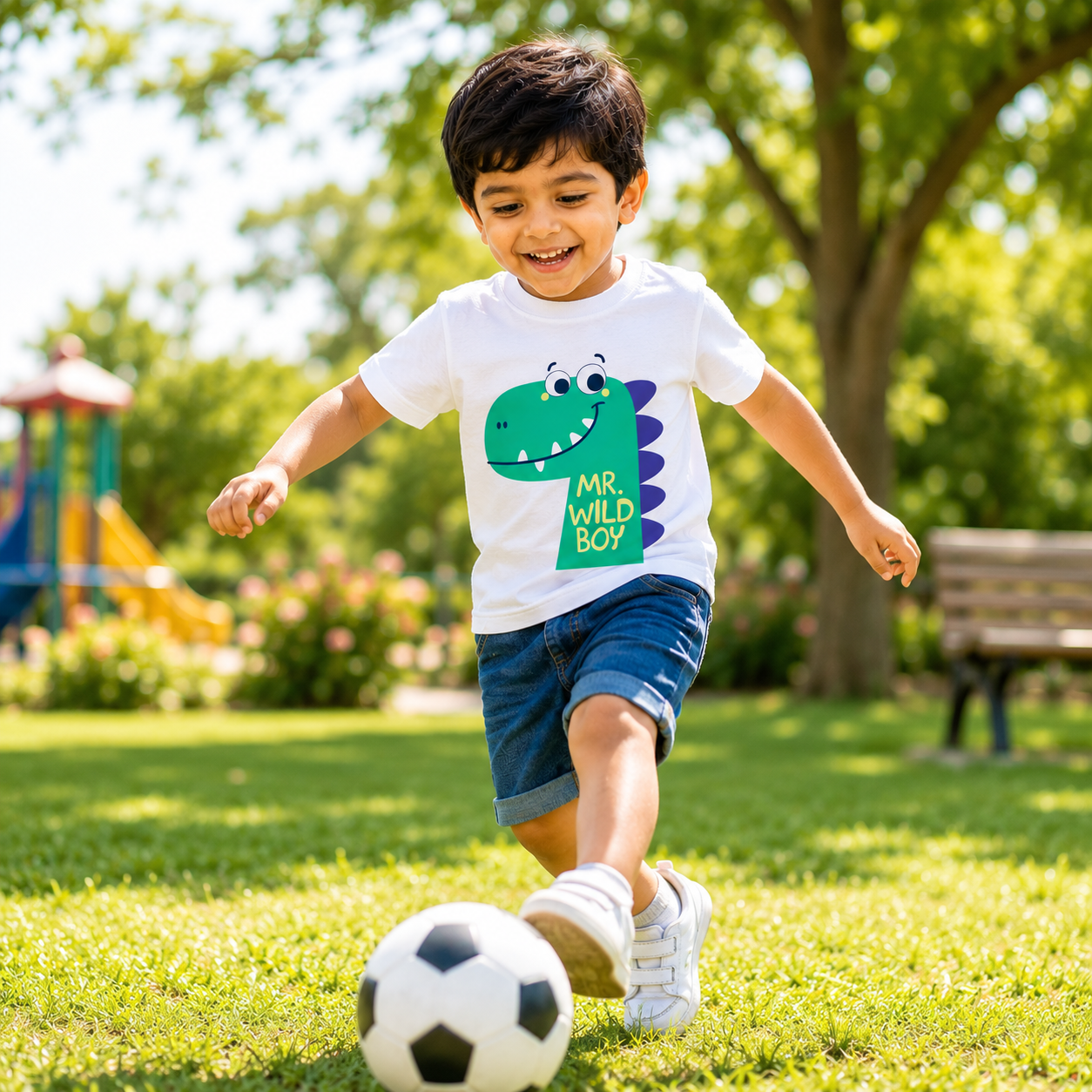 Curious Dinosaur Kids T-Shirt - 100% Cotton