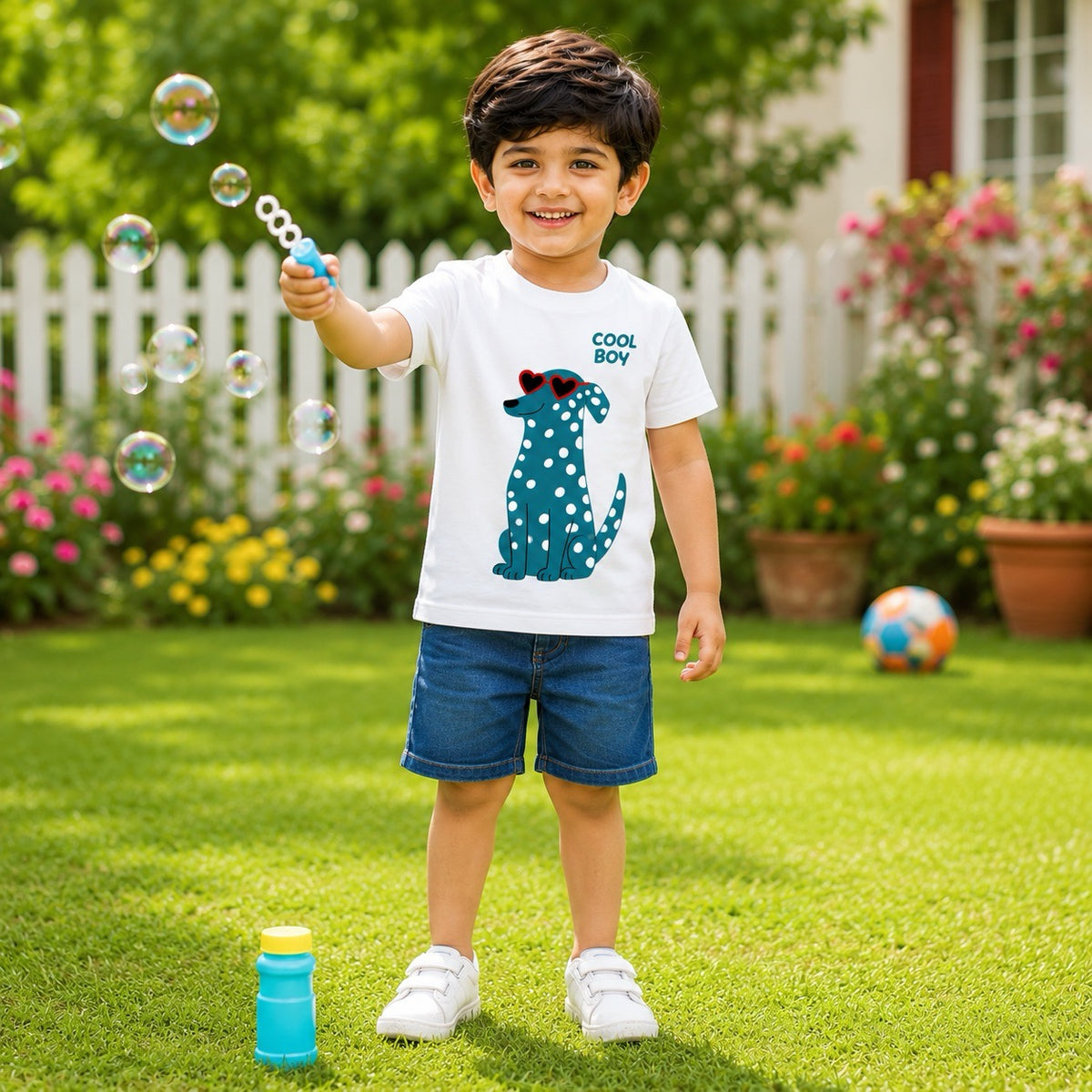 Blue Dalmatian Dog Kids T-Shirt