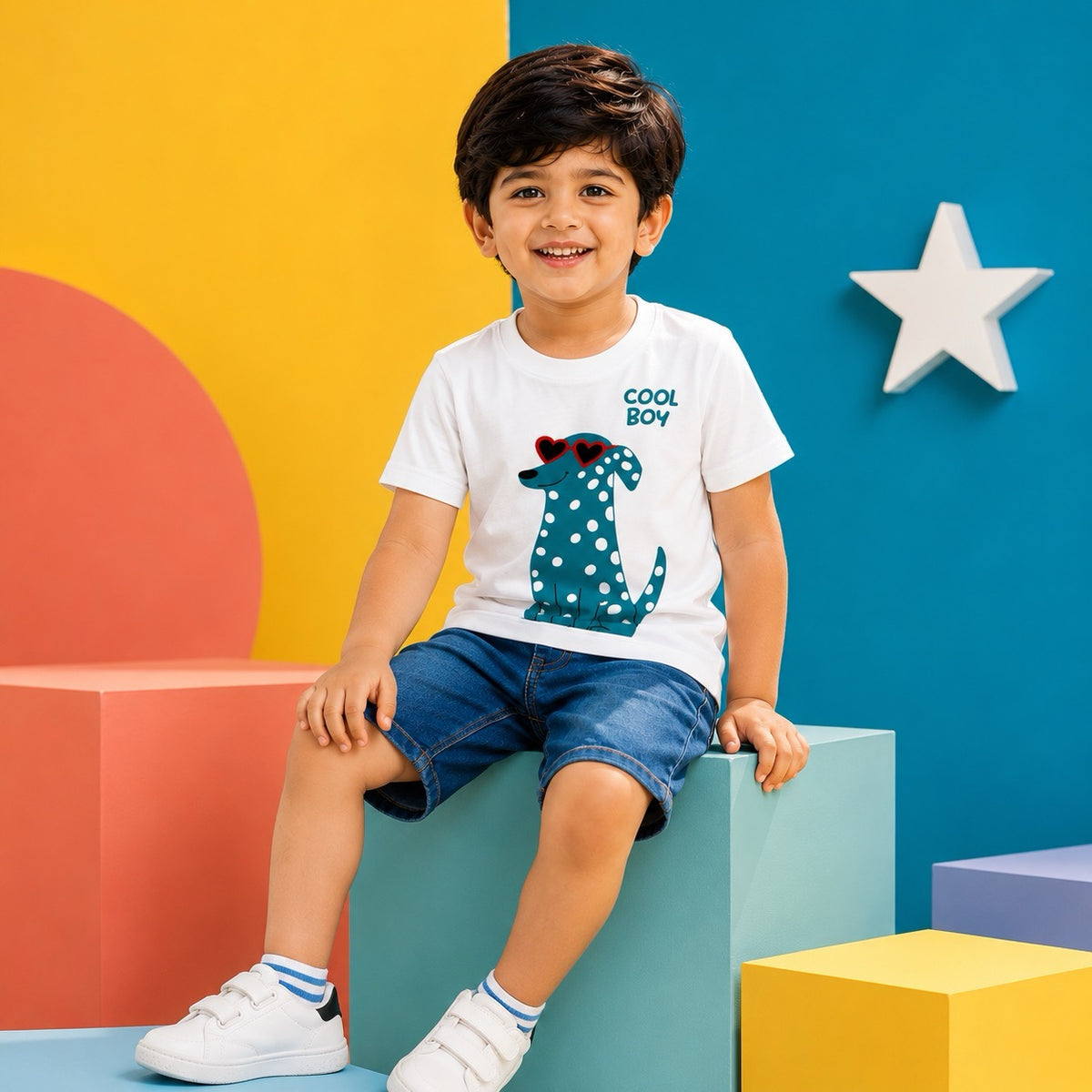Blue Dalmatian Dog Kids T-Shirt