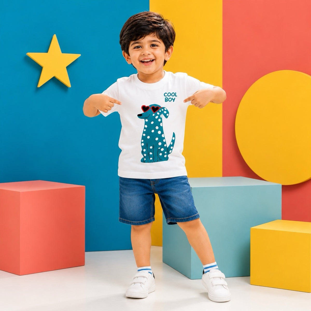 Blue Dalmatian Dog Kids T-Shirt