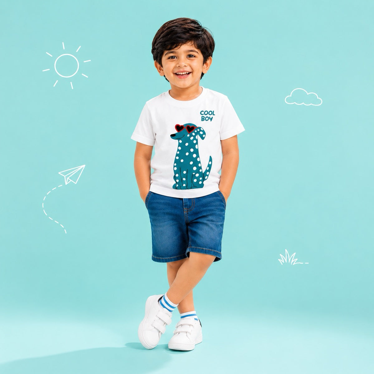 Blue Dalmatian Dog Kids T-Shirt