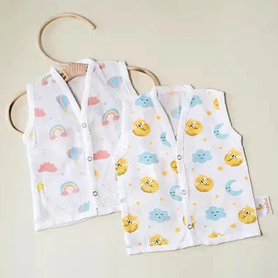 Combination of Cat And Moon Print And Rainbow Print Bamboo Jhabla (Pack of 2)