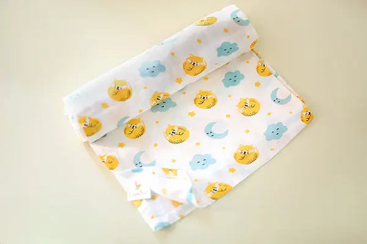 Cuddle up Cat And Moon Print Bamboo Swaddle