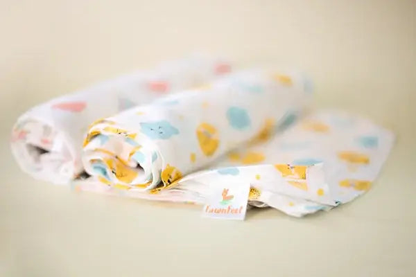 Combination of Cat And Moon Print And Rainbow Print Bamboo Swaddle