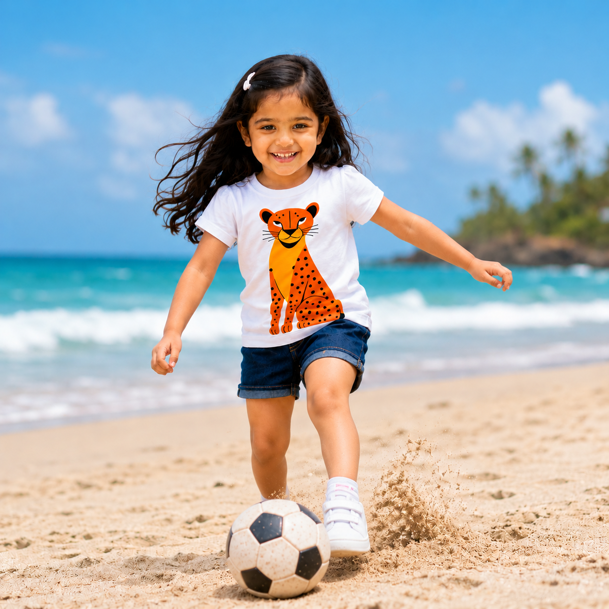 Pretty-Eyed Cheetah Kids T-Shirt – 100% Cotton