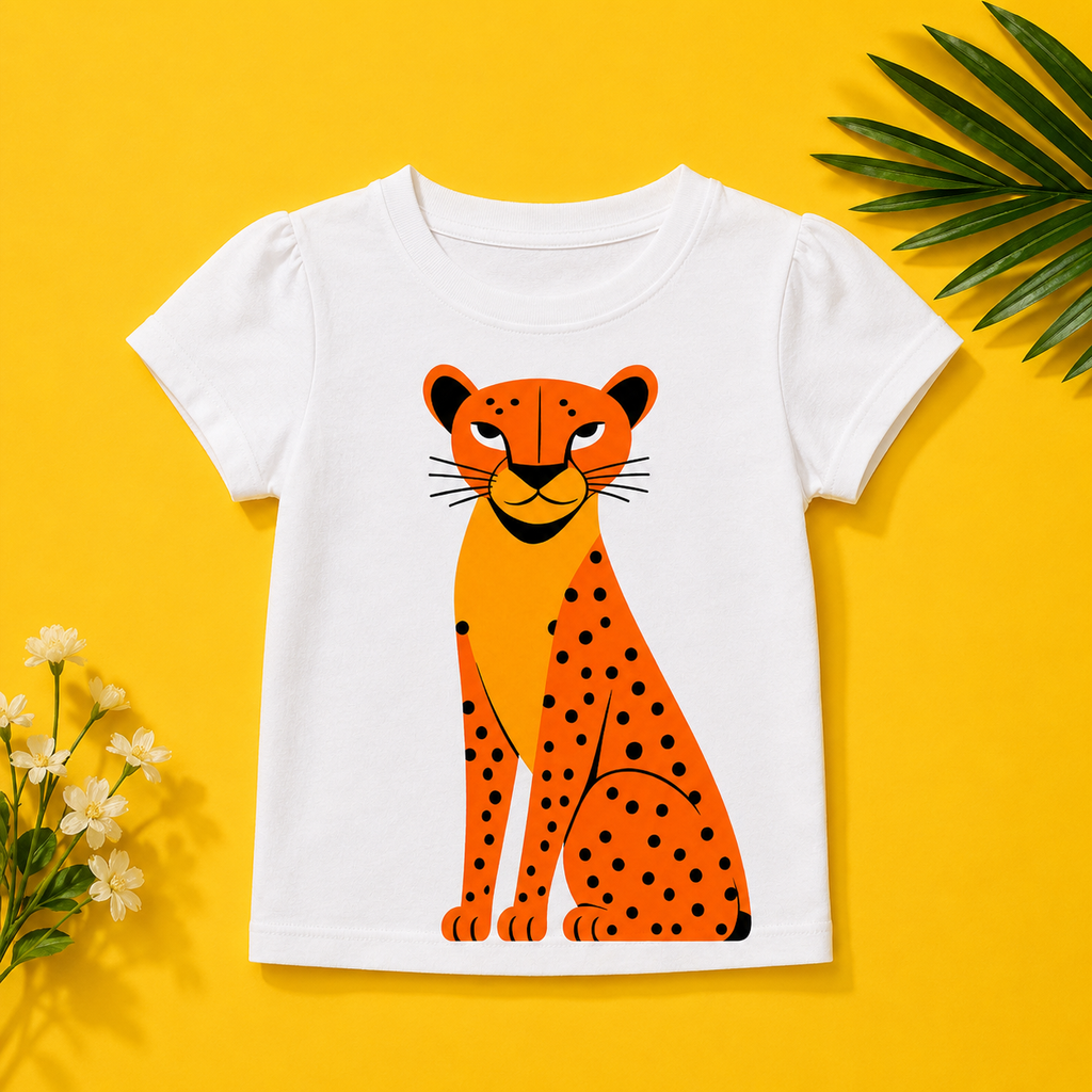Pretty-Eyed Cheetah Kids T-Shirt – 100% Cotton