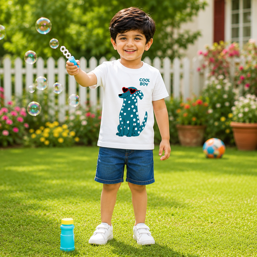 Blue Dalmatian Dog Kids T-Shirt - 100% Cotton