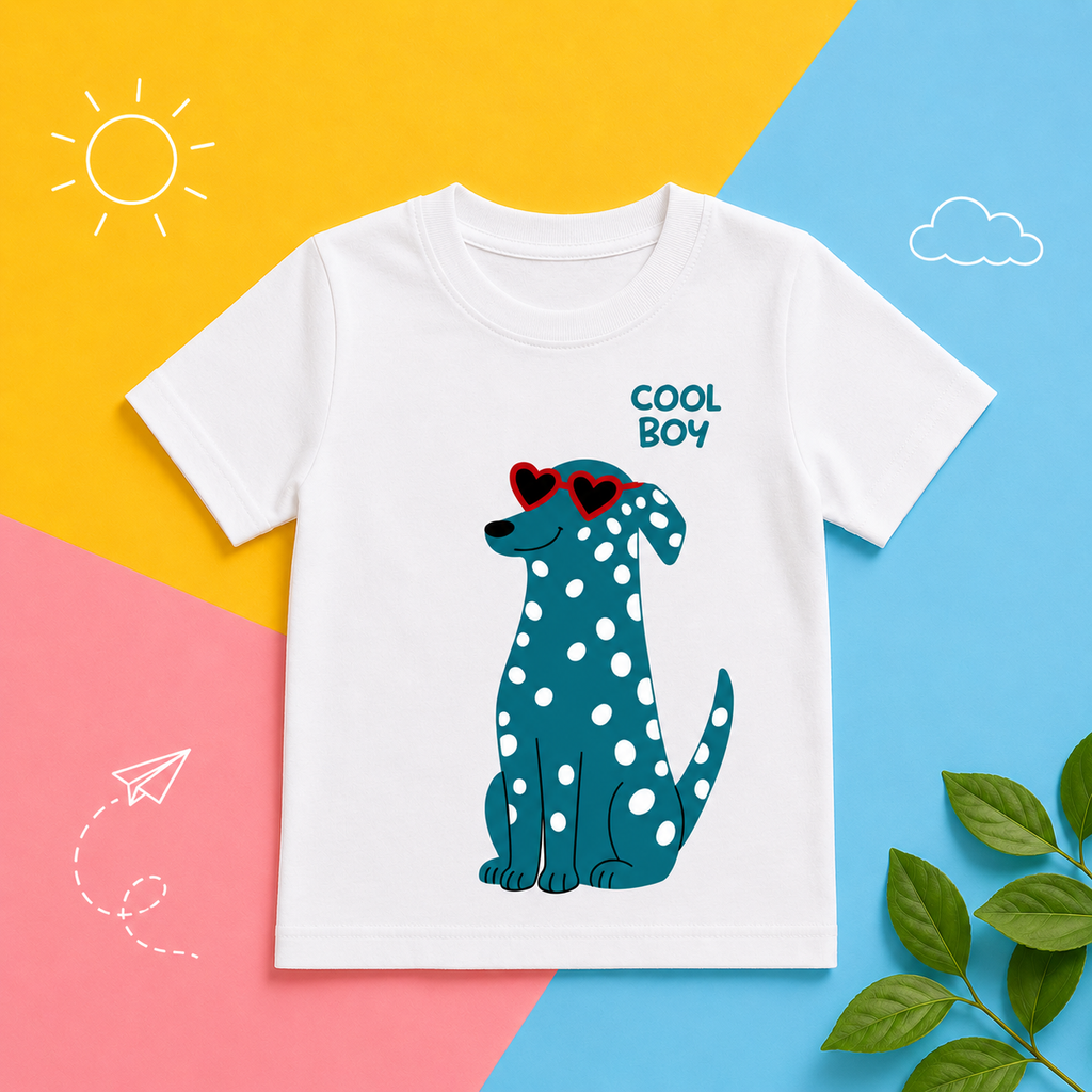 Blue Dalmatian Dog Kids T-Shirt - 100% Cotton