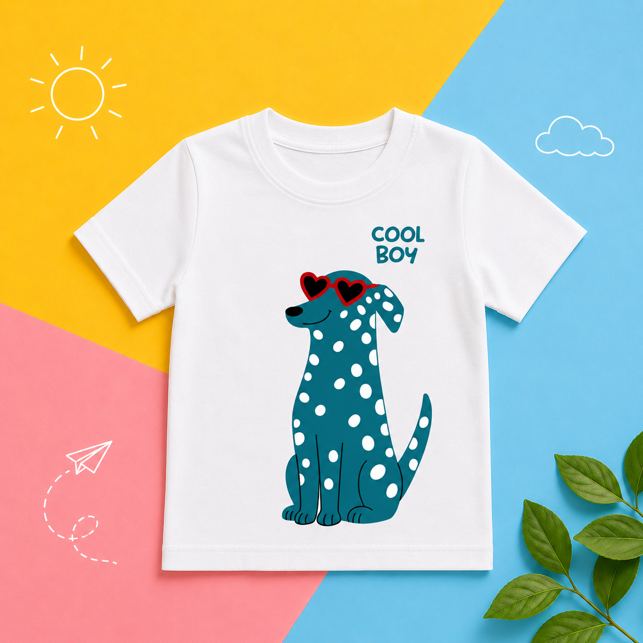 Blue Dalmatian Dog Kids T-Shirt - 100% Cotton