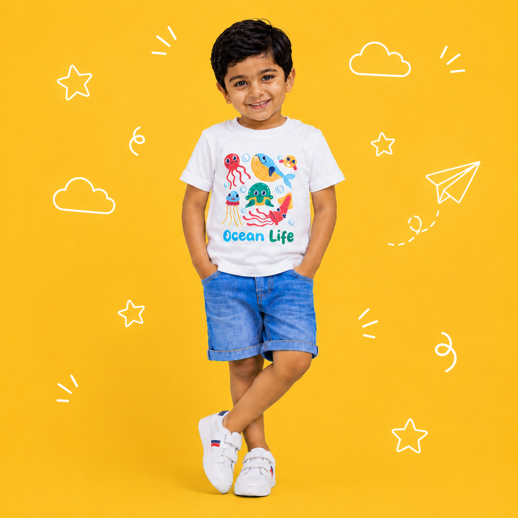 Ocean Life Kids T-Shirt - 100% Cotton