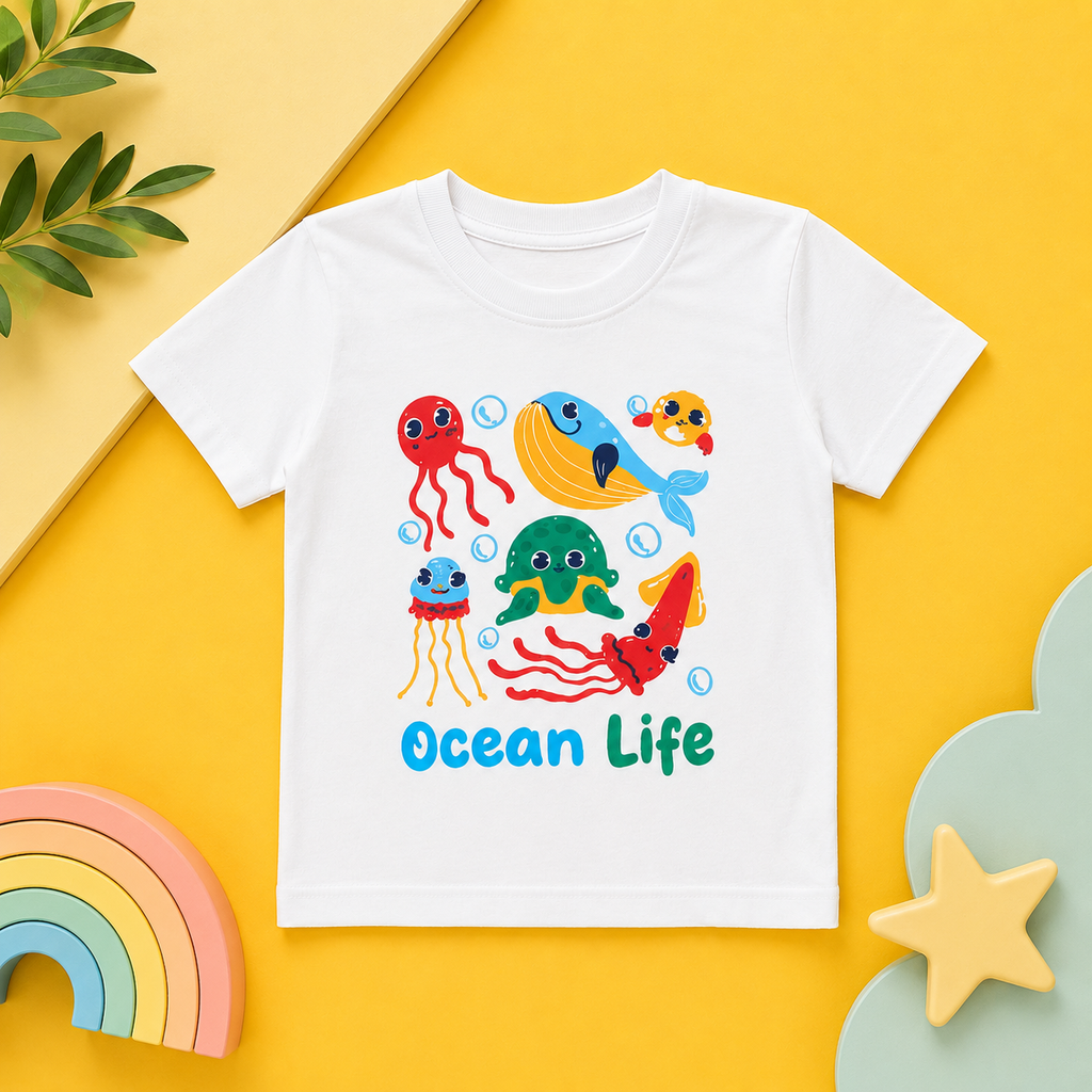 Ocean Life Kids T-Shirt - 100% Cotton