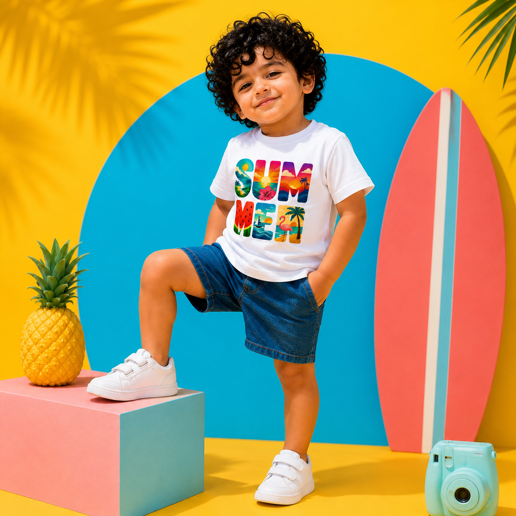 SUMMER Print T-Shirt Kids - 100% Cotton Tshirt
