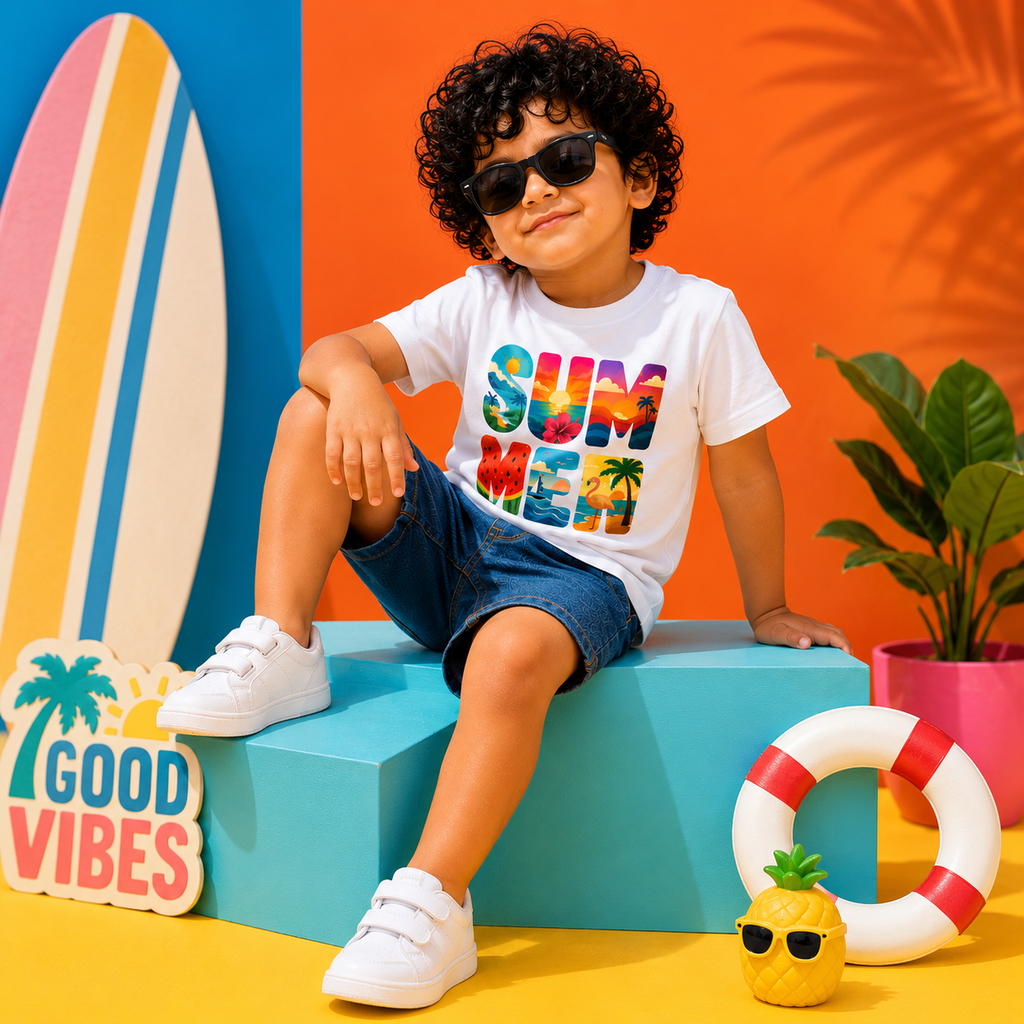 SUMMER Print T-Shirt Kids - 100% Cotton Tshirt