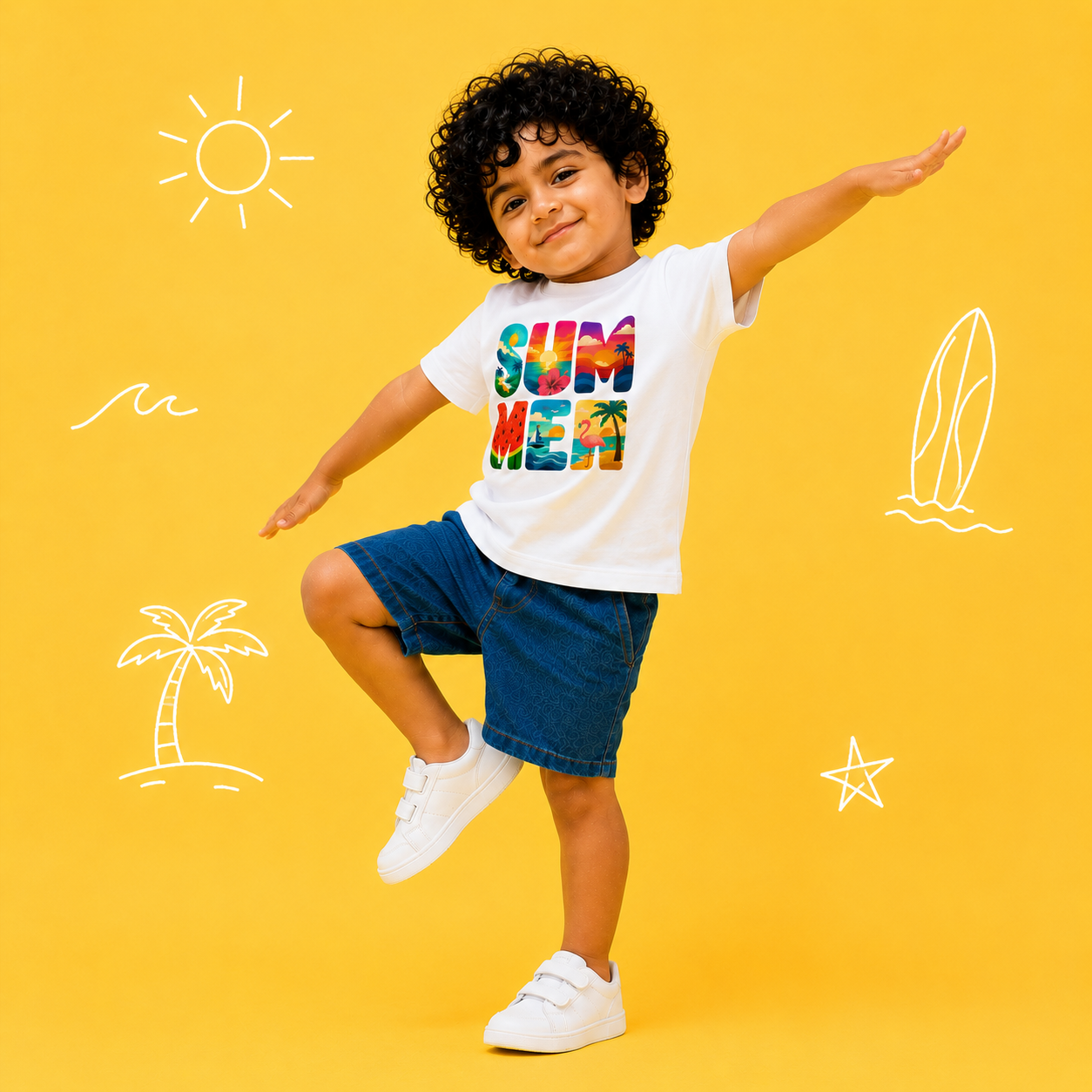SUMMER Print T-Shirt Kids - 100% Cotton Tshirt