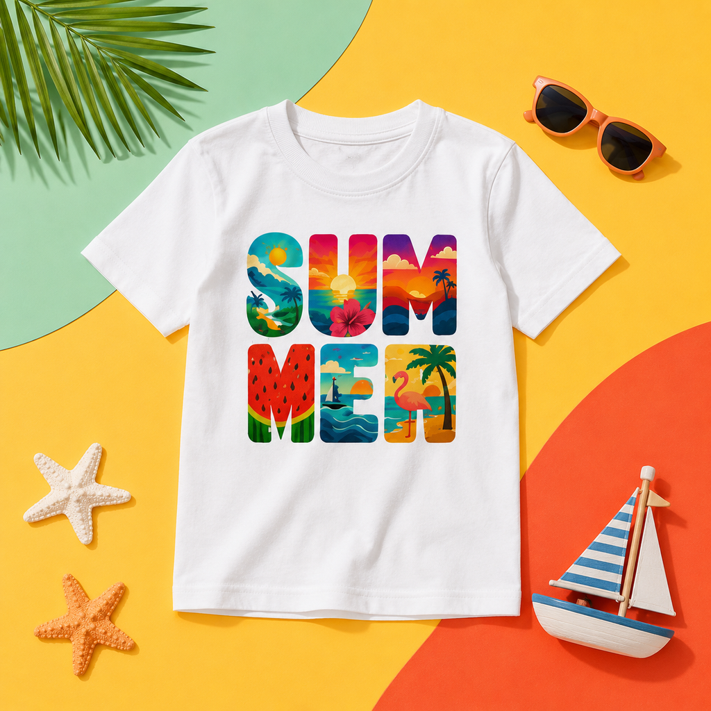 SUMMER Print T-Shirt Kids - 100% Cotton Tshirt