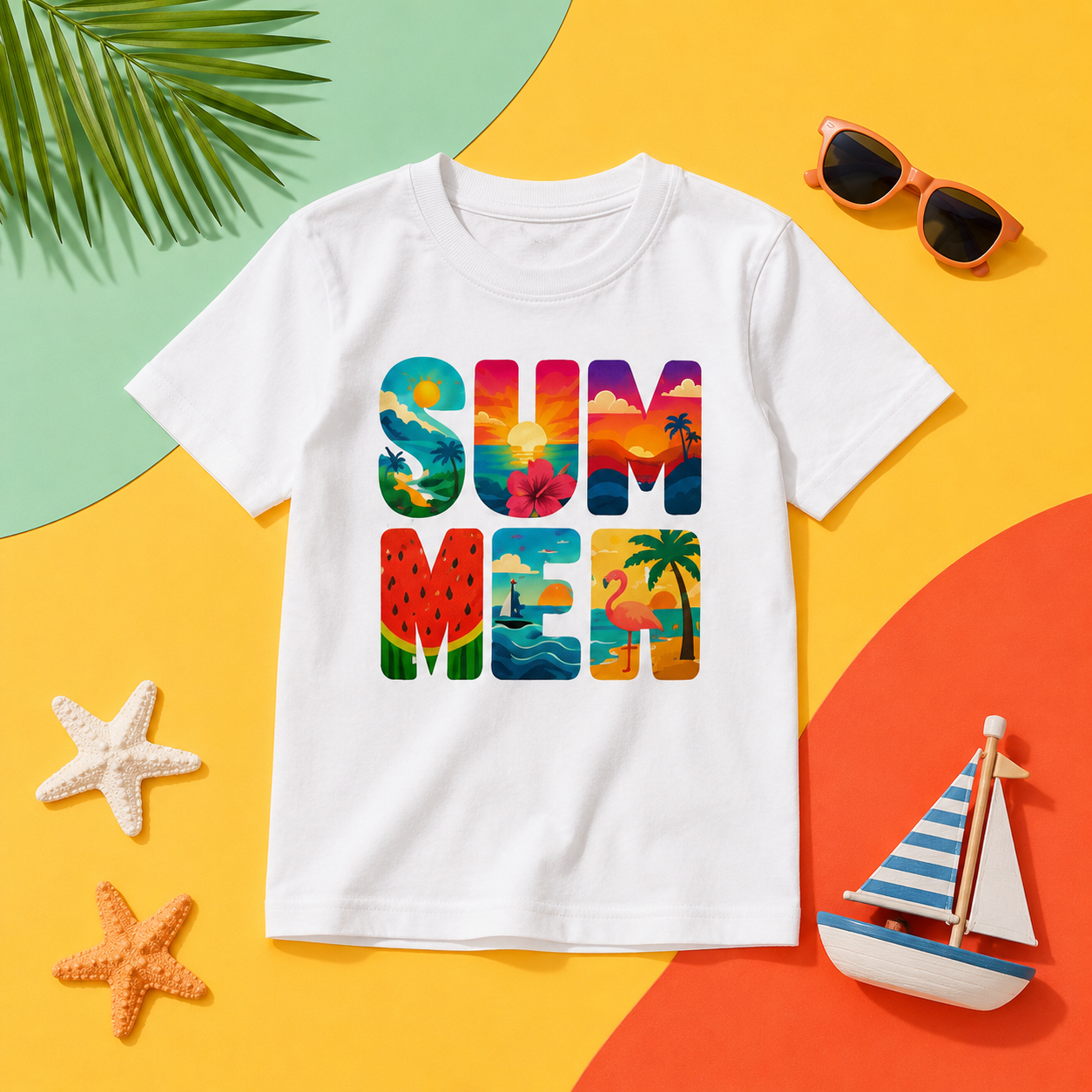 SUMMER Print T-Shirt Kids - 100% Cotton Tshirt