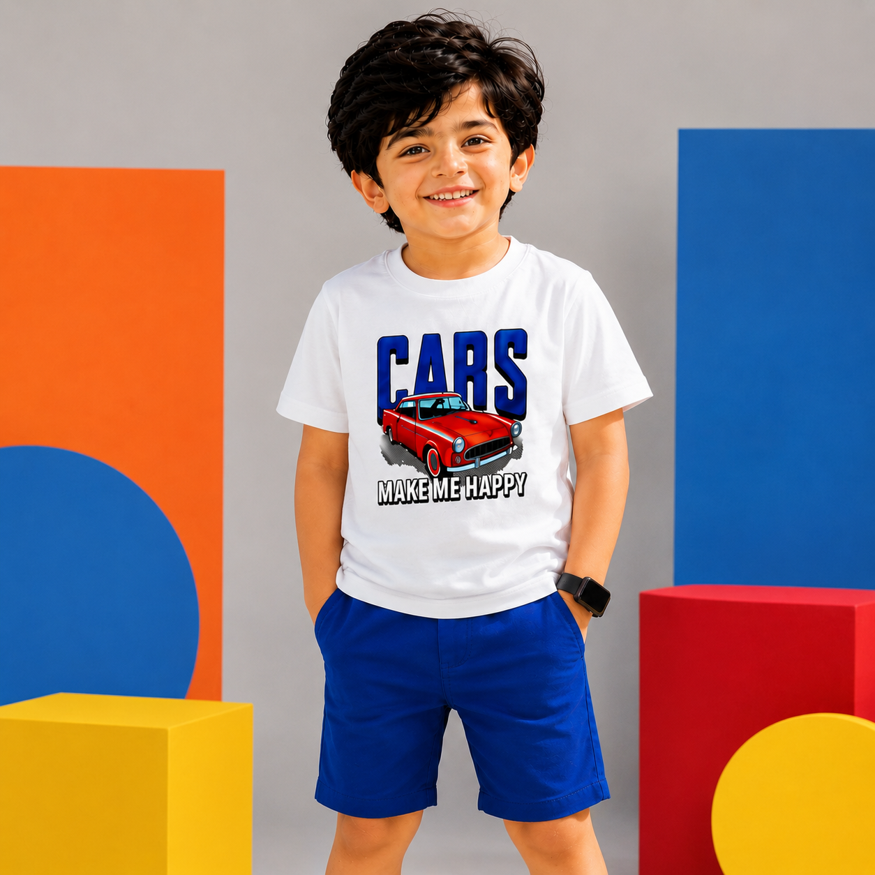 Car Print Kids T-Shirt - 100% Cotton