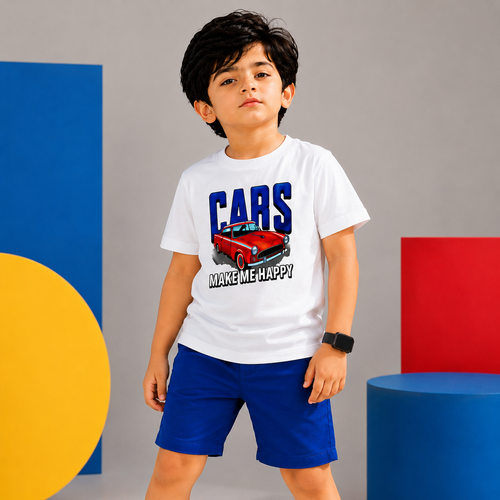 Car Print Kids T-Shirt - 100% Cotton