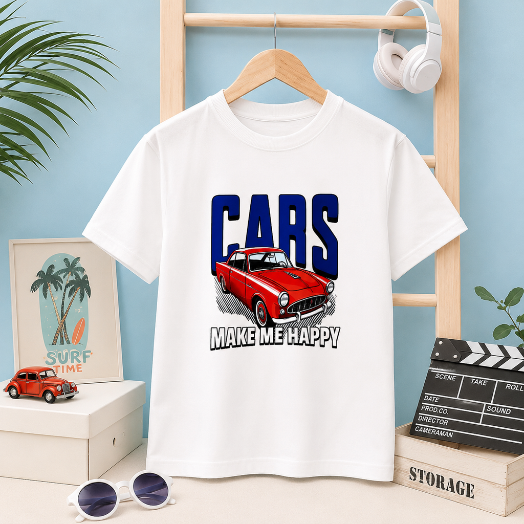 Car Print Kids T-Shirt - 100% Cotton
