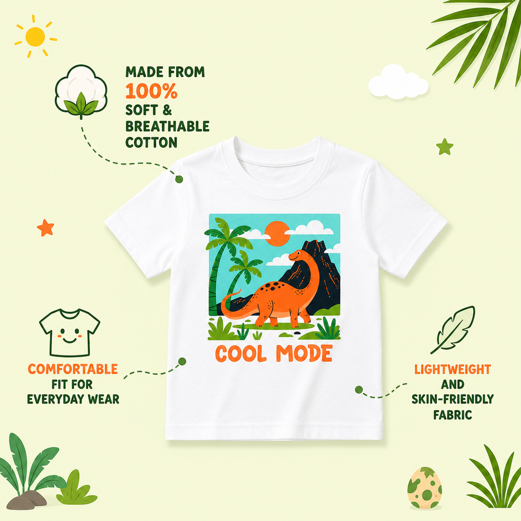 Cool Jurassic Dinosaur Kids T-Shirt - 100% cotton Tshirt