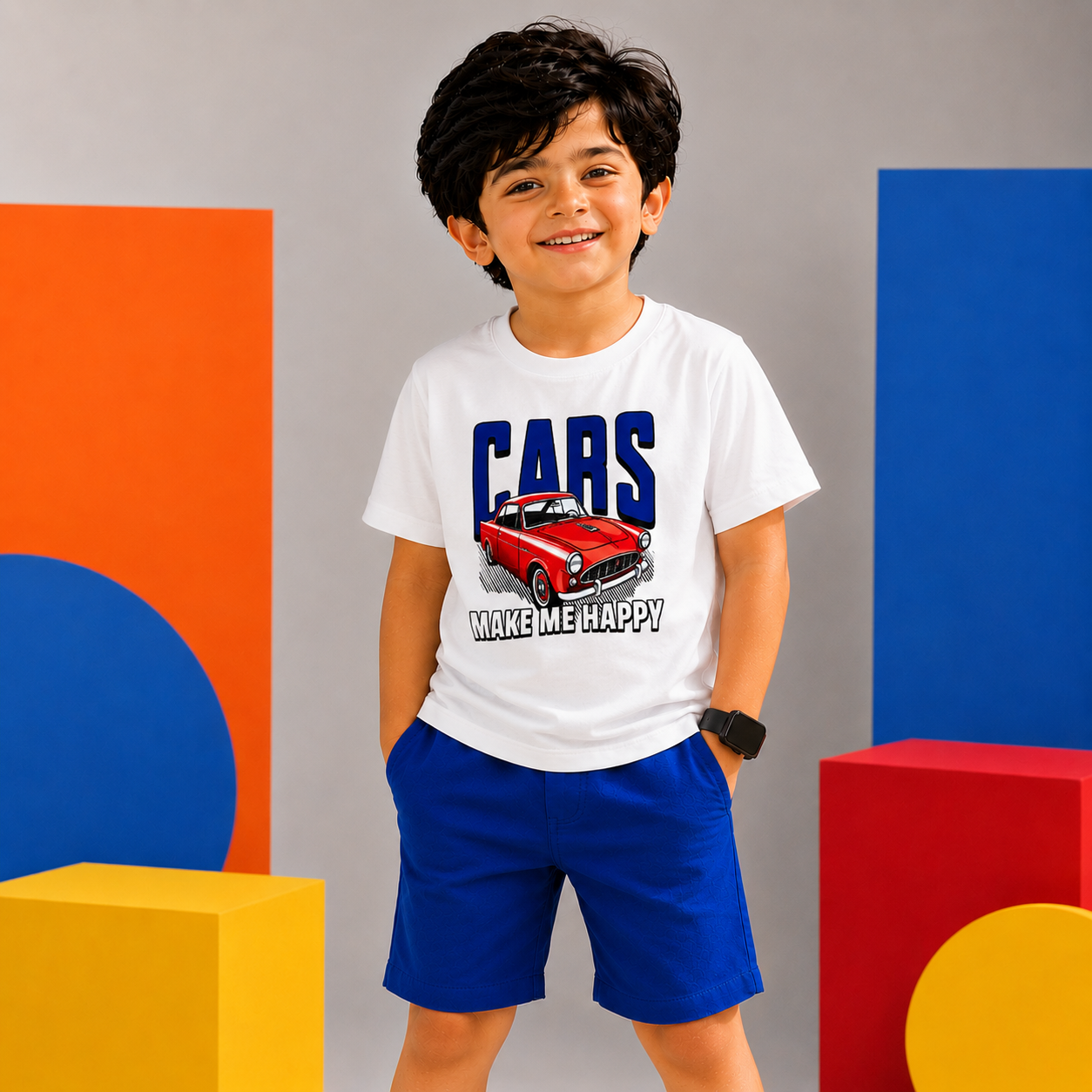Car Print Kids T-Shirt - 100% Cotton