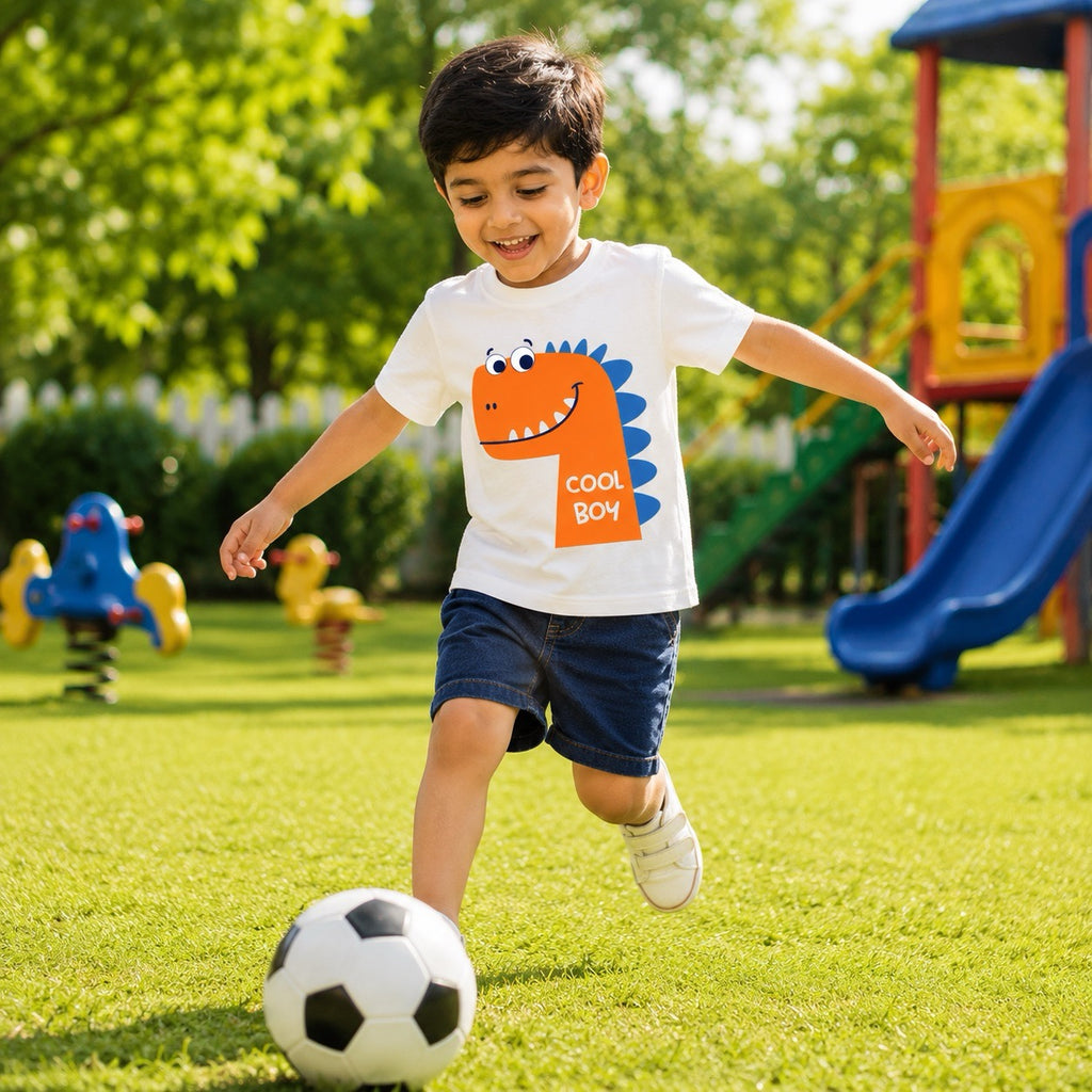 Curious Dinosaur Kids T-Shirt - 100% Cotton