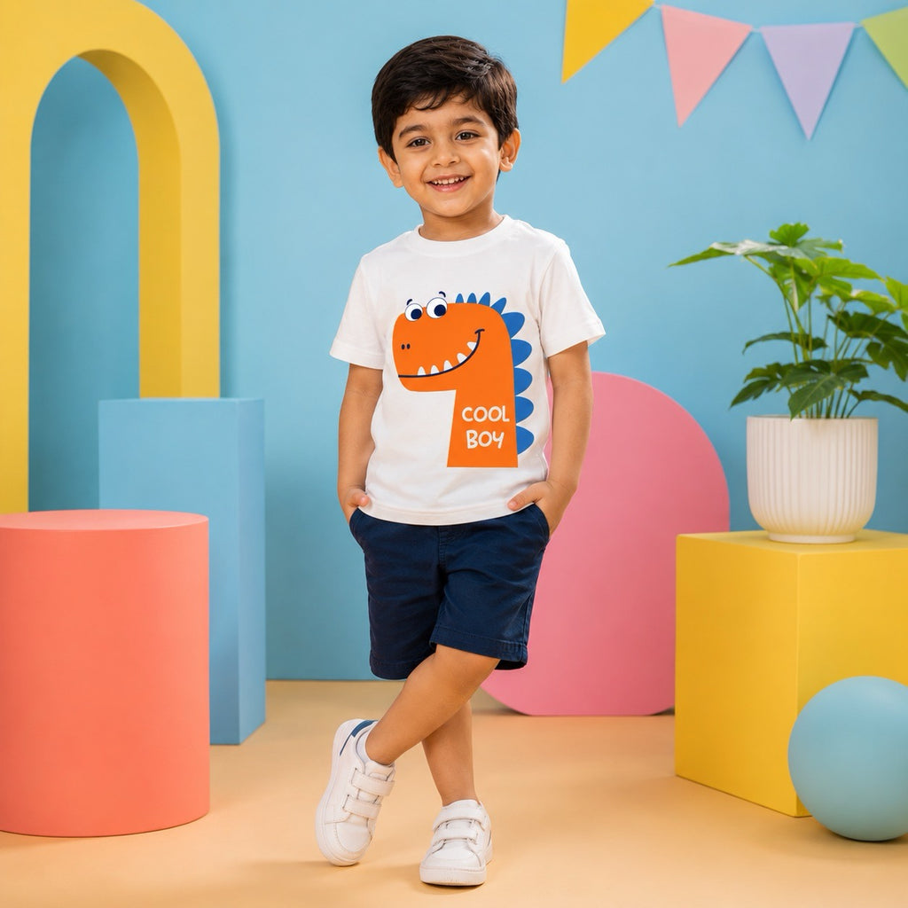 Curious Dinosaur Kids T-Shirt - 100% Cotton