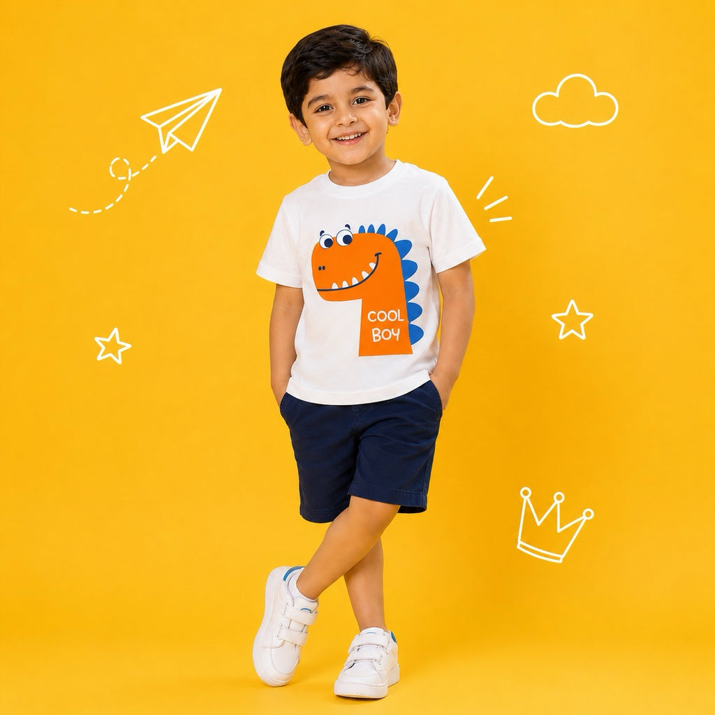 Curious Dinosaur Kids T-Shirt - 100% Cotton