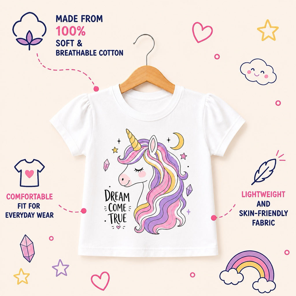Dreamy Unicorn Girls T-Shirt – 100% Cotton