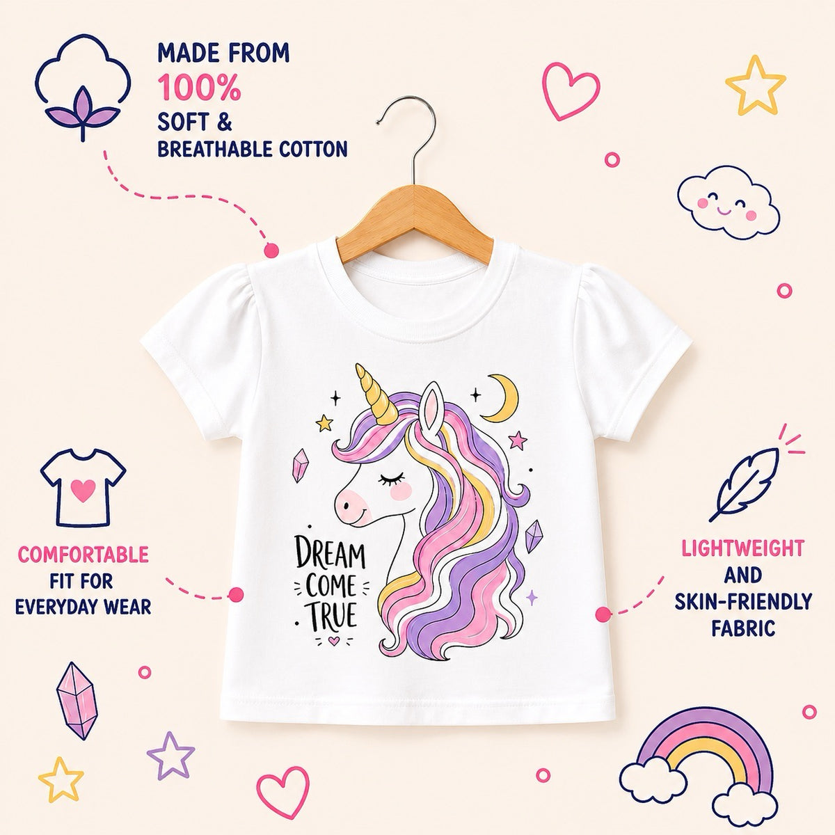 Dreamy Unicorn Girls T-Shirt