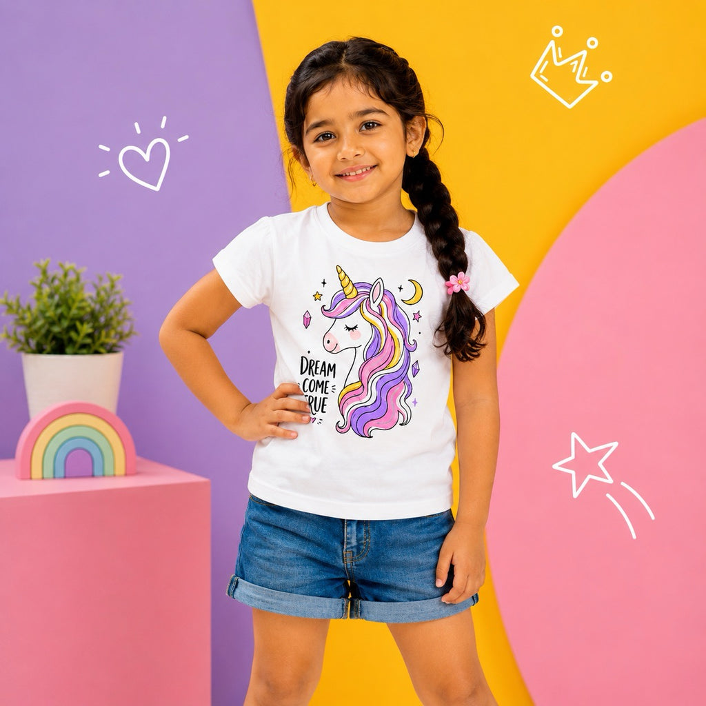Dreamy Unicorn Girls T-Shirt – 100% Cotton