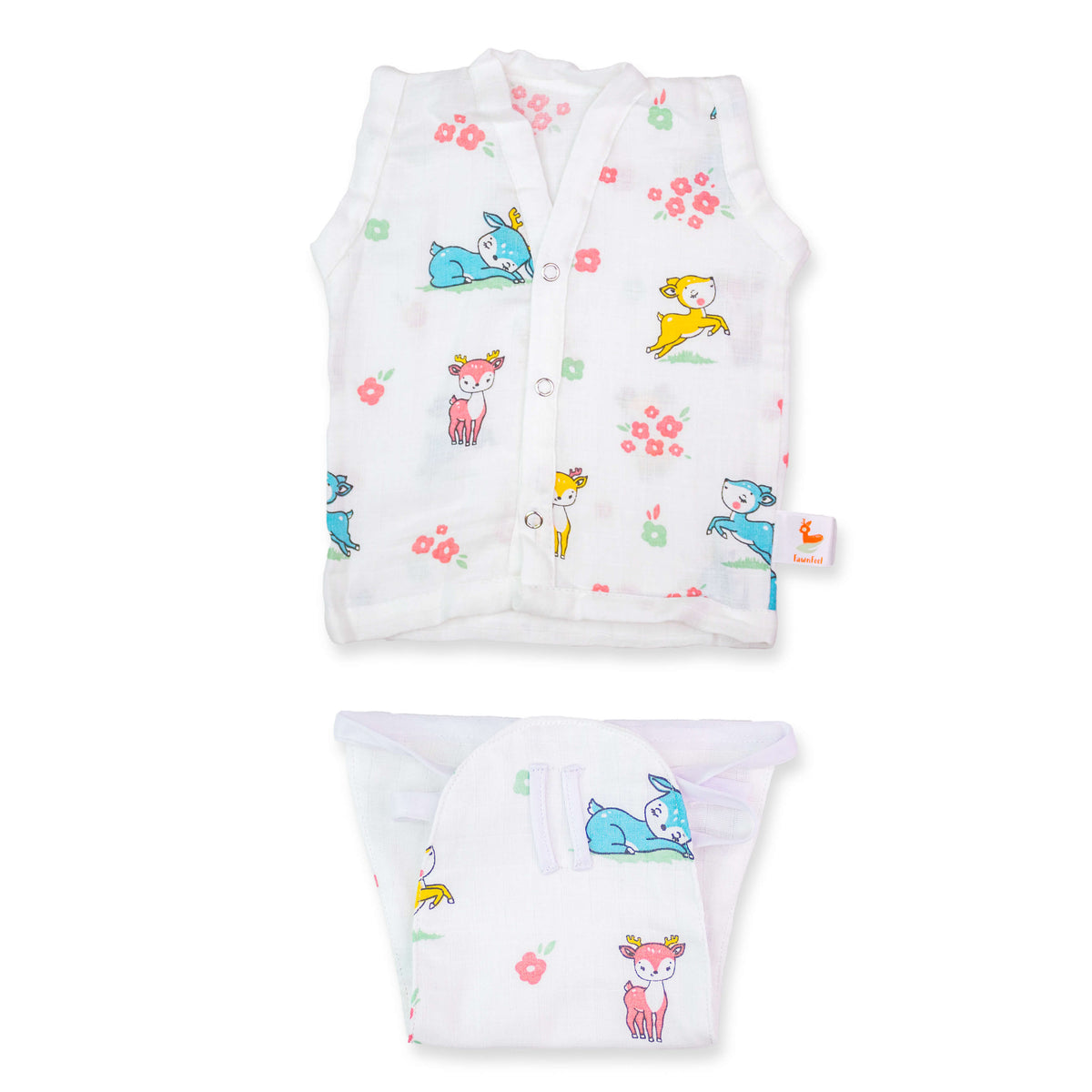 Set of Balloon Print & Fawn Print Jhabla & Nappy (Set of 2)