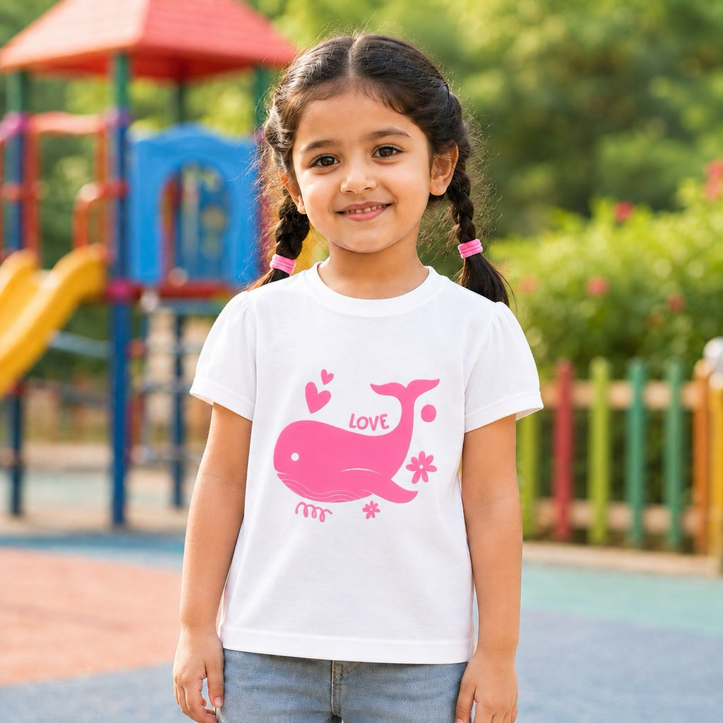 Happy Pink Whale Kids T-Shirt - 100% Cotton