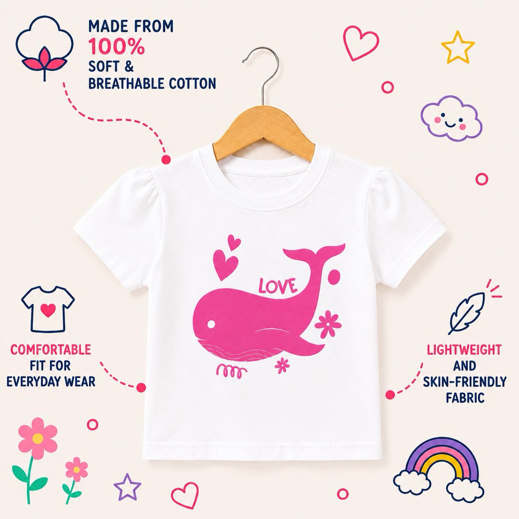 Happy Pink Whale Kids T-Shirt - 100% Cotton
