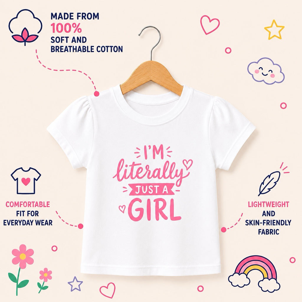 I Am Literally Just a Girl Printed T-Shirt for Girls -100% Cotton