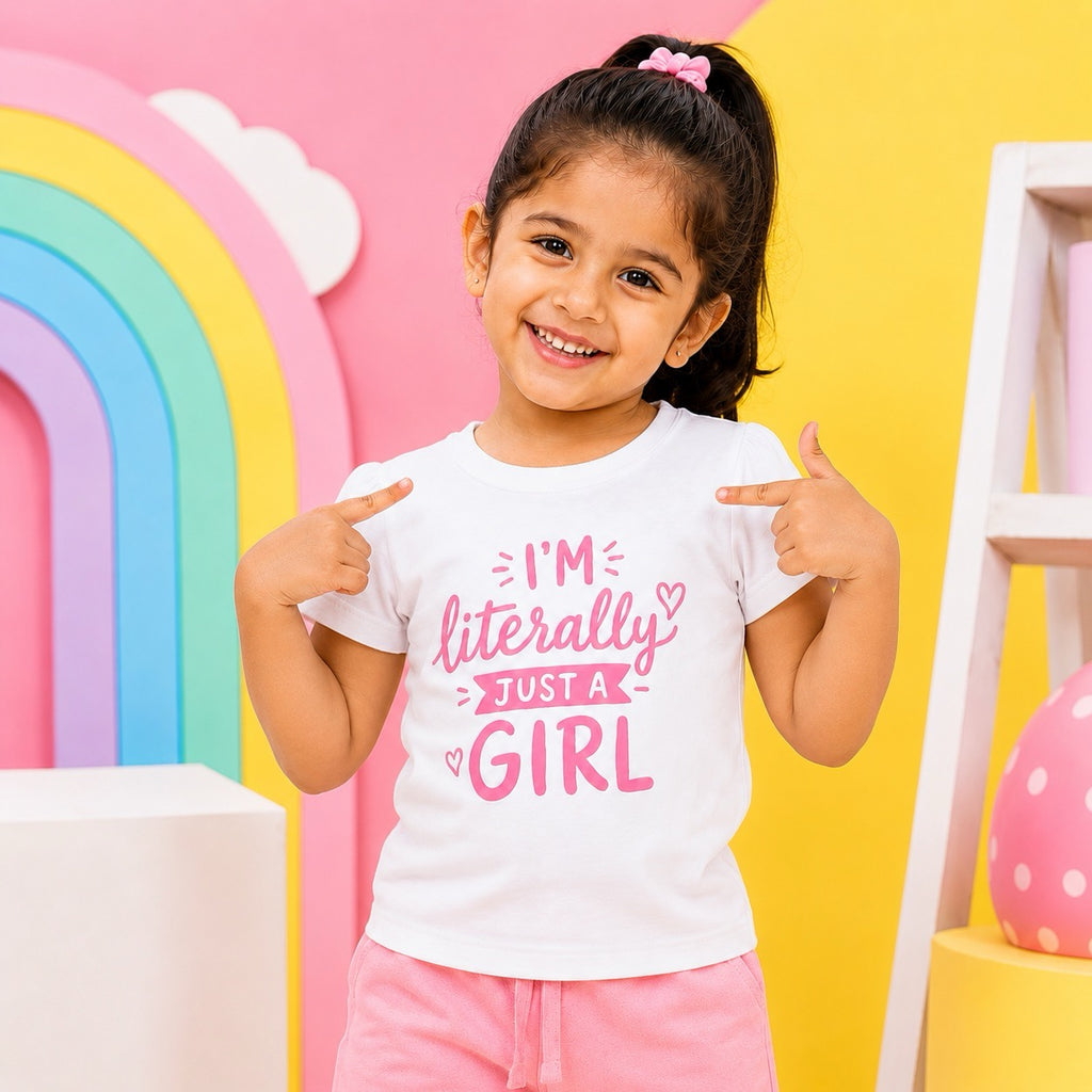 I Am Literally Just a Girl Printed T-Shirt for Girls -100% Cotton