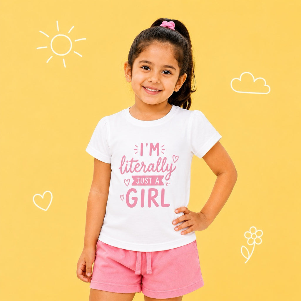 I Am Literally Just a Girl Printed T-Shirt for Girls -100% Cotton