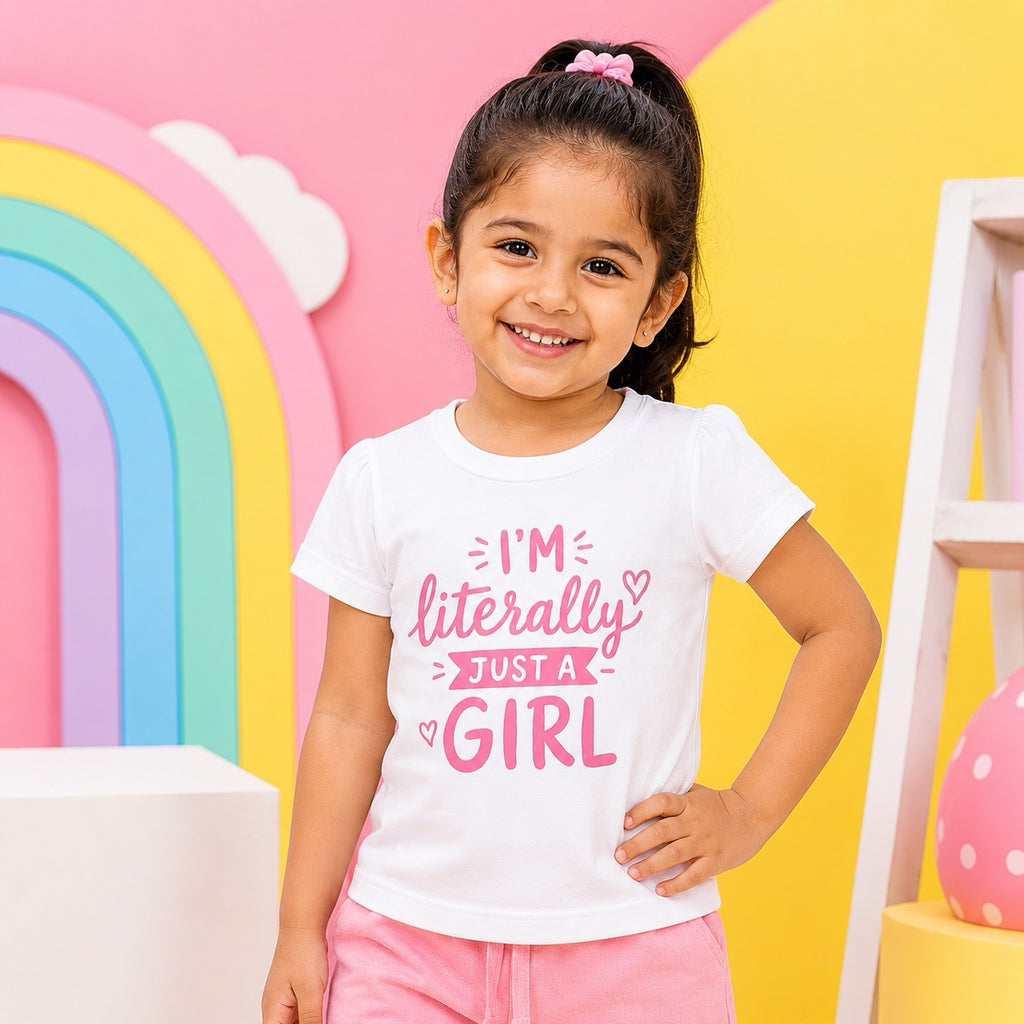 I Am Literally Just a Girl Printed T-Shirt for Girls -100% Cotton
