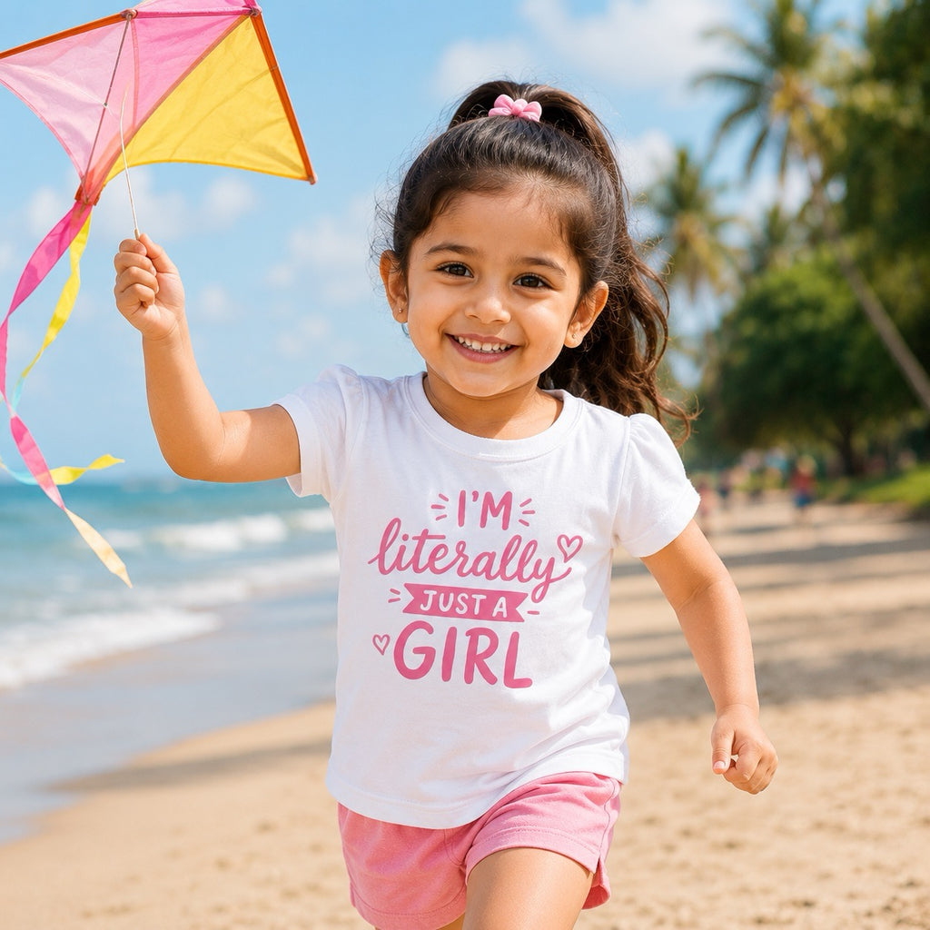 I Am Literally Just a Girl Printed T-Shirt for Girls -100% Cotton