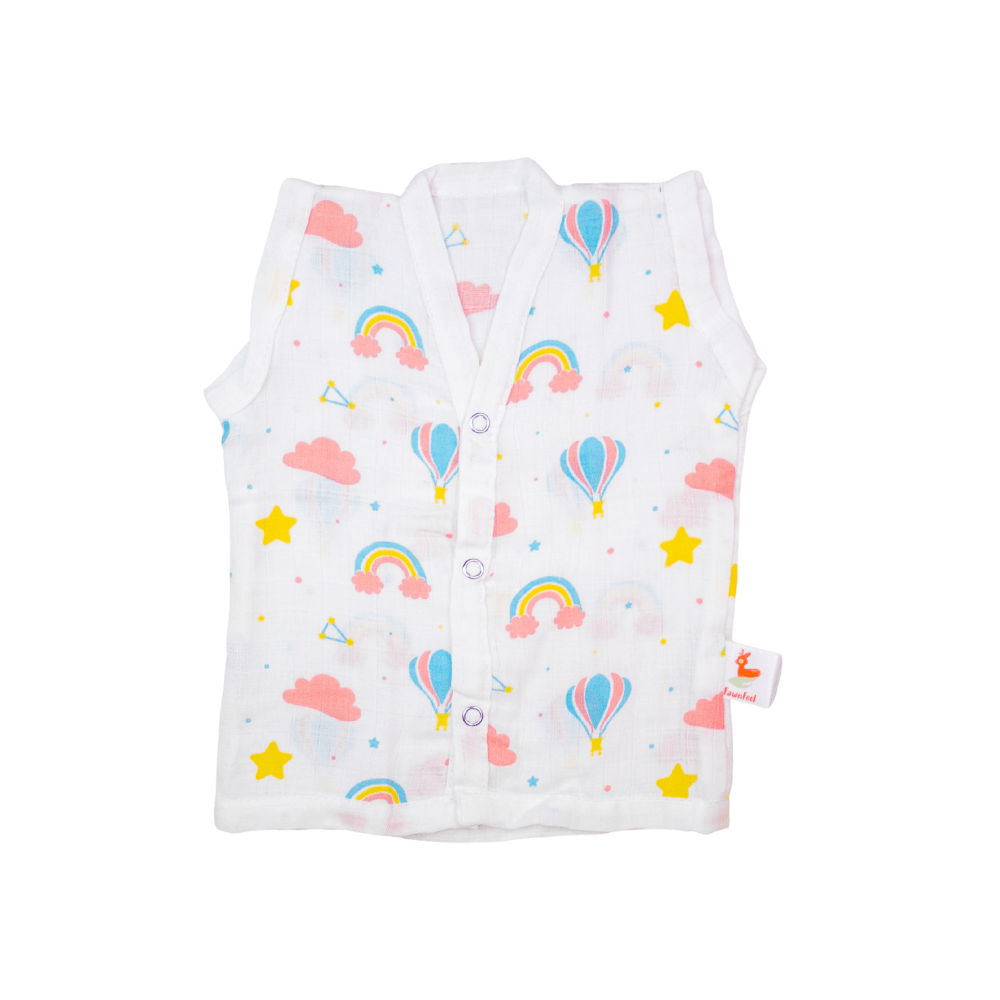 Combination of 2 Cat And Moon Print And 2 Rainbow Print Bamboo Jhabla (Pack of 4)