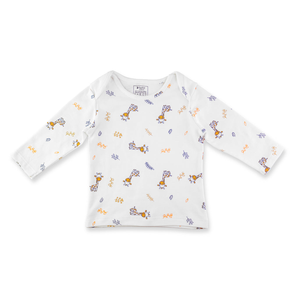 Combination of 3 - T-shirts Yellow stripes, Yellow solids with Heart print and all over Giraffe print