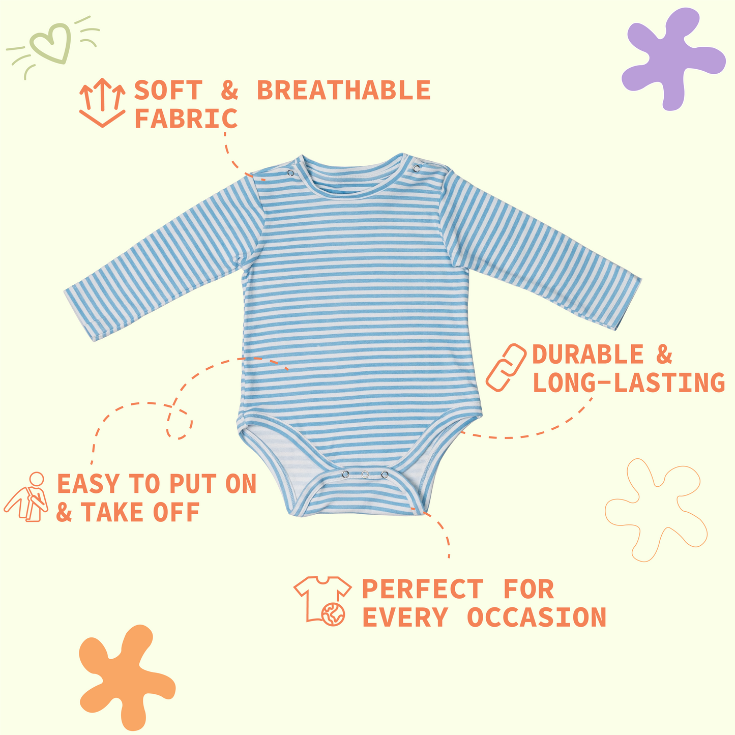 Combination of 2 - Onesies Blue stripes and Yellow stripes